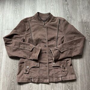 Jeanstar Brown Corduroy Utility Jacket Stand-Up Collar L